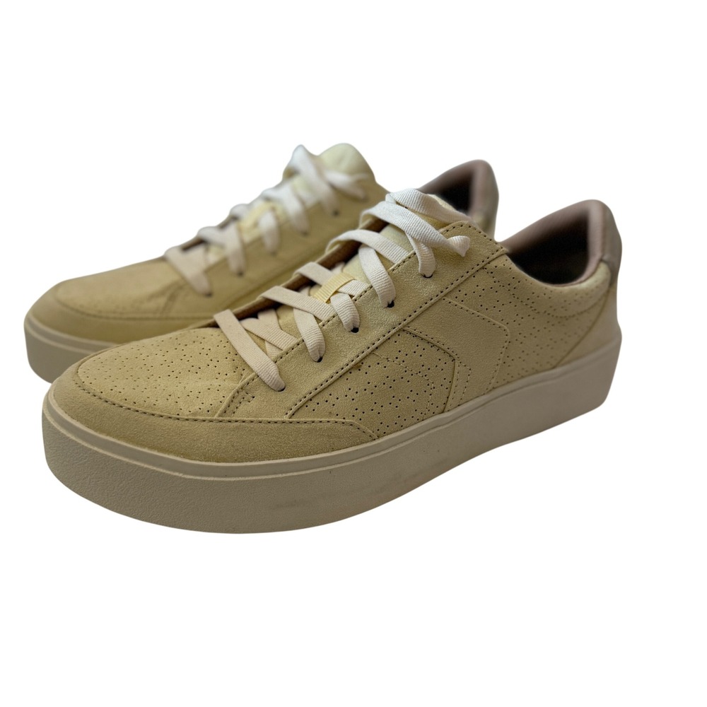 Dr. Scholls Madison Next Platform Sneakers Beige Suede Perforated Low Top 2028